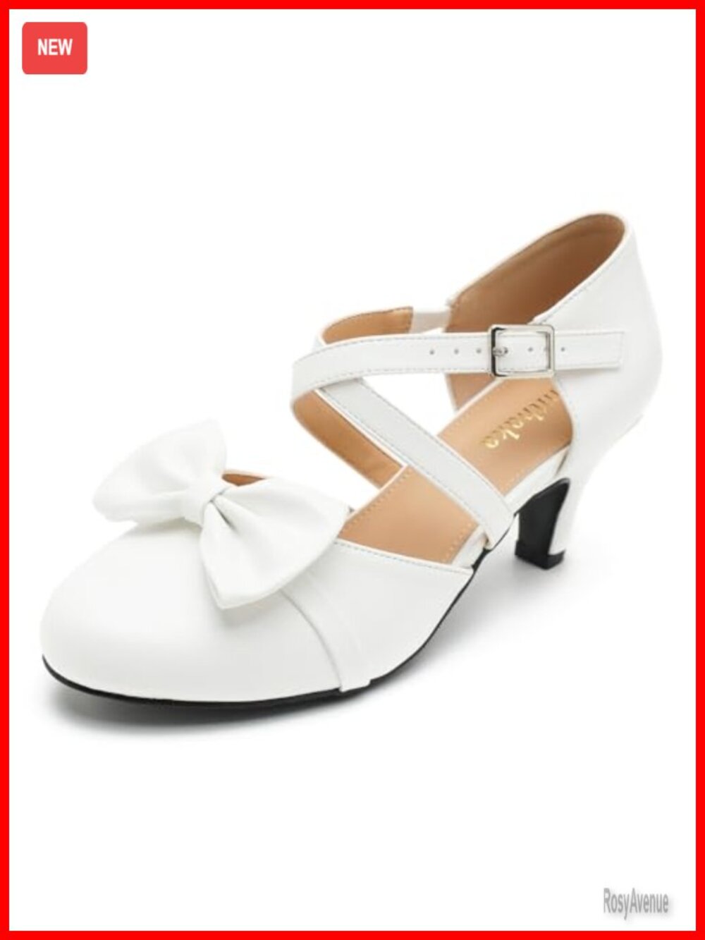 Women's Bow Mary Janes Kitten Heels Closed Toe Ankle Strap Dress Pumps